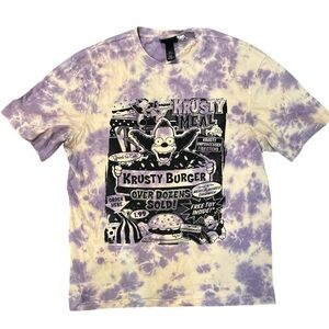 H&M x The Simpsons Krusty The Clown Burger Relaxed Fit Tie Dye T Shirt Men's M